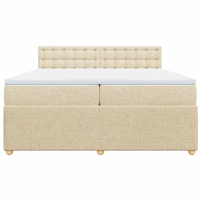 vidaXL krémszínű szövet rugós ágy matraccal 200 x 200 cm