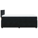 vidaXL fekete bársony rugós ágy matraccal 90x190 cm