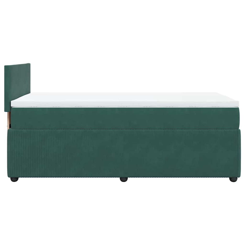 vidaXL sötétzöld bársony rugós ágy matraccal 90x190 cm