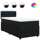 vidaXL fekete bársony rugós ágy matraccal 90x190 cm