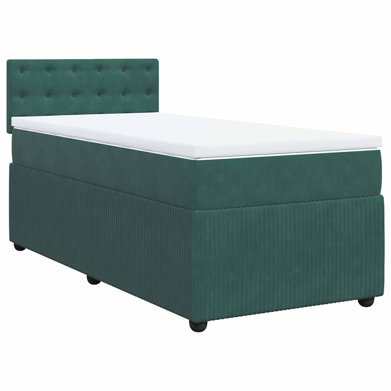 vidaXL sötétzöld bársony rugós ágy matraccal 90x190 cm