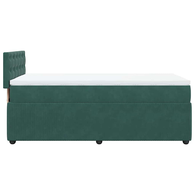 vidaXL sötétzöld bársony rugós ágy matraccal 90x190 cm