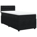vidaXL fekete bársony rugós ágy matraccal 90x190 cm