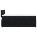 vidaXL fekete bársony rugós ágy matraccal 90x190 cm