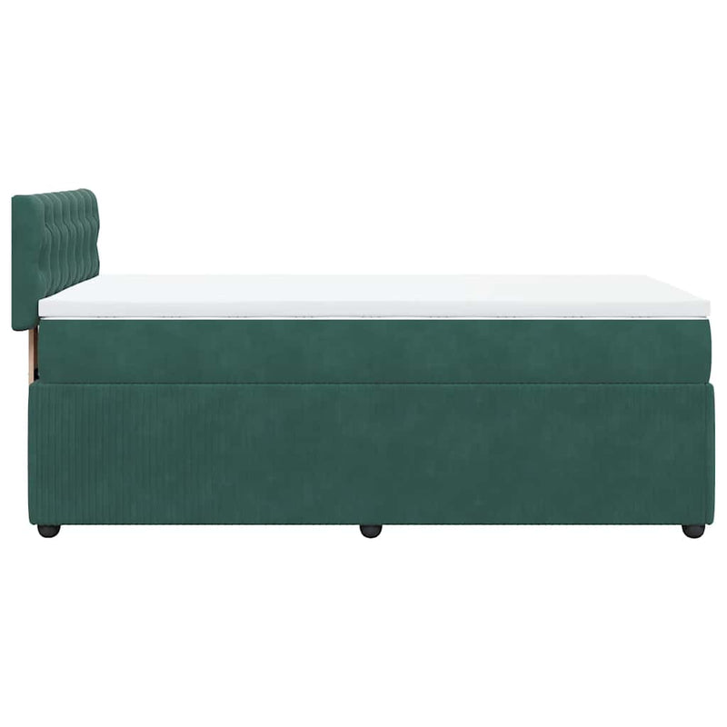 vidaXL sötétzöld bársony rugós ágy matraccal 90x190 cm