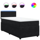 vidaXL fekete bársony rugós ágy matraccal 90 x 200 cm