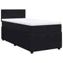 vidaXL fekete bársony rugós ágy matraccal 90 x 200 cm
