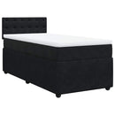 vidaXL fekete bársony rugós ágy matraccal 90 x 200 cm