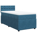 vidaXL kék bársony rugós ágy matraccal 90 x 200 cm