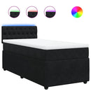 vidaXL fekete bársony rugós ágy matraccal 90 x 200 cm