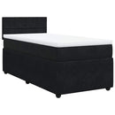 vidaXL fekete bársony rugós ágy matraccal 90 x 200 cm