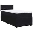 vidaXL fekete bársony rugós ágy matraccal 100 x 200 cm