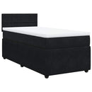 vidaXL fekete bársony rugós ágy matraccal 100 x 200 cm