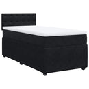 vidaXL fekete bársony rugós ágy matraccal 100 x 200 cm