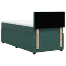 vidaXL sötétzöld bársony rugós ágy matraccal 100 x 200 cm