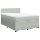 vidaXL világosszürke bársony rugós ágy matraccal 140x190 cm