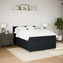vidaXL fekete bársony rugós ágy matraccal 140 x 190 cm