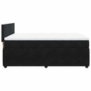 vidaXL fekete bársony rugós ágy matraccal 140 x 190 cm
