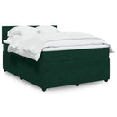 vidaXL sötétzöld bársony rugós ágy matraccal 140x190 cm