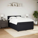 vidaXL fekete bársony rugós ágy matraccal 140 x 190 cm