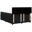 vidaXL fekete bársony rugós ágy matraccal 140 x 190 cm