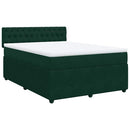 vidaXL sötétzöld bársony rugós ágy matraccal 140x190 cm
