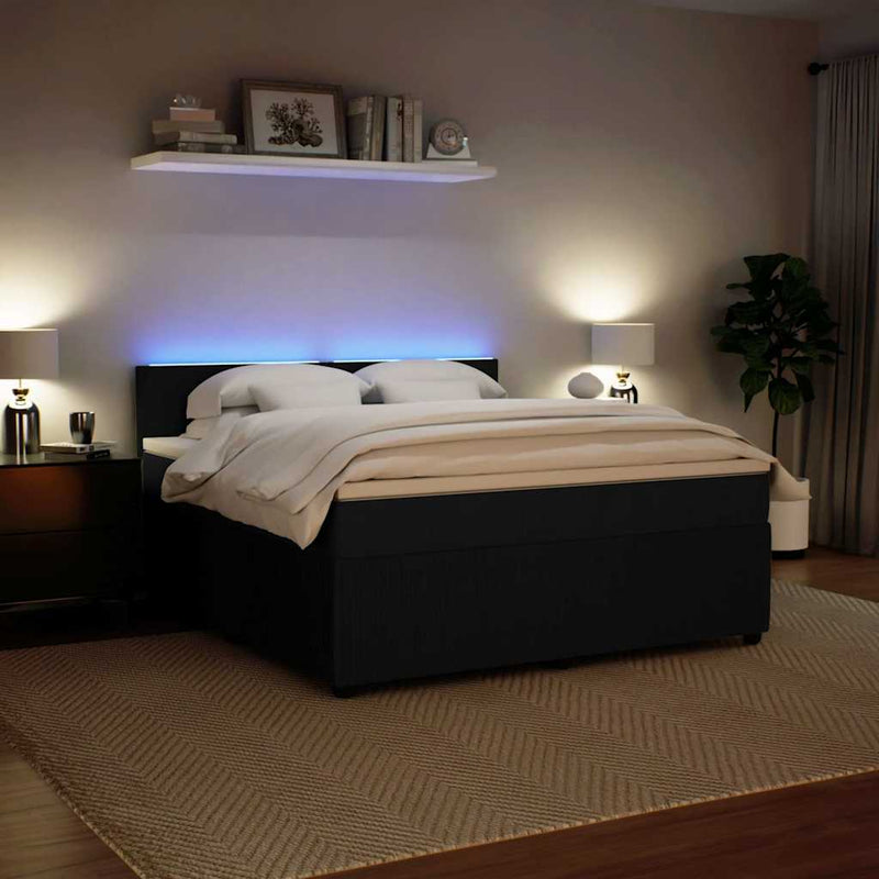 vidaXL fekete bársony rugós ágy matraccal 180x200 cm