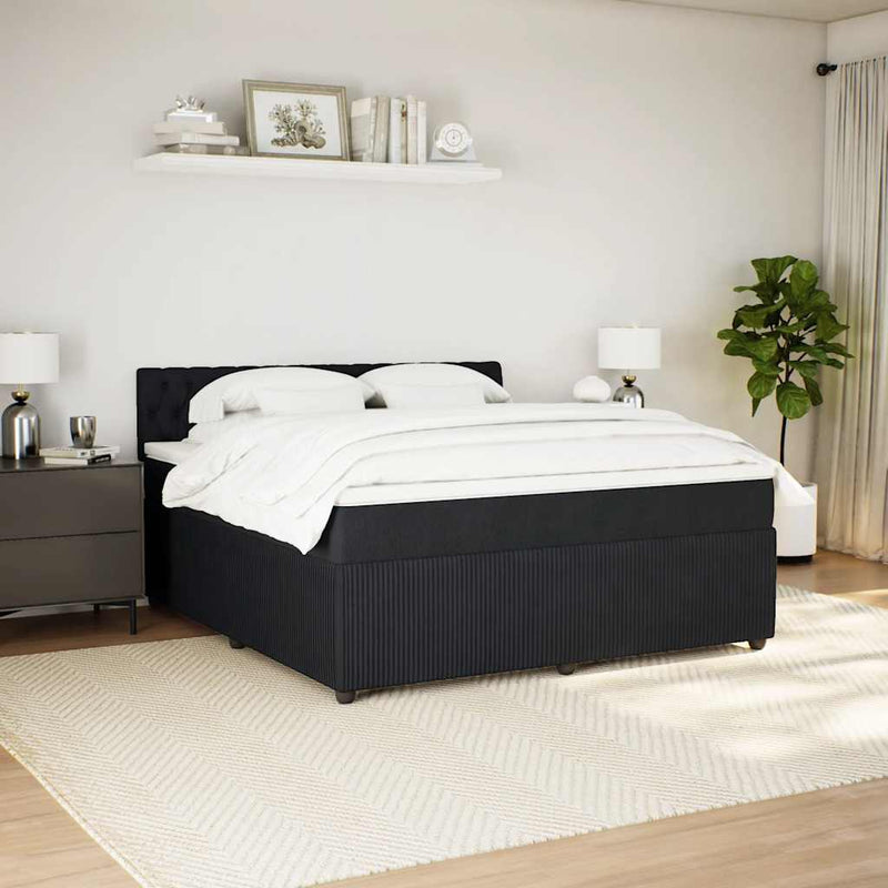 vidaXL fekete bársony rugós ágy matraccal 180x200 cm