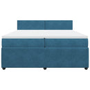 vidaXL kék bársony rugós ágy matraccal 200x200 cm