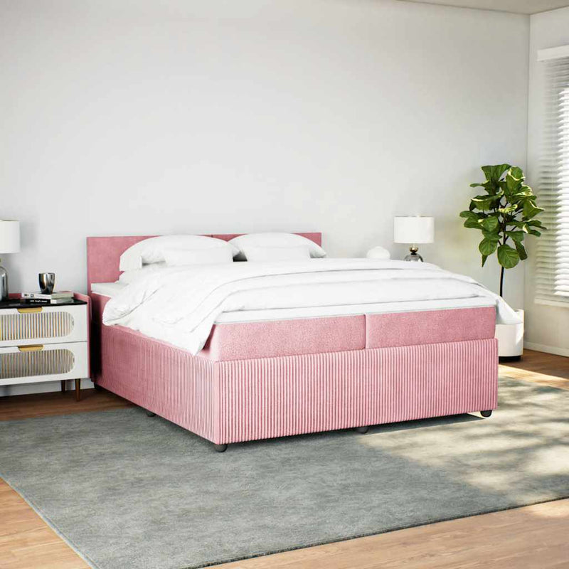 vidaXL rózsaszín bársony rugós ágy matraccal 200x200 cm