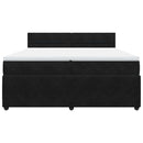 vidaXL fekete bársony rugós ágy matraccal 200x200 cm