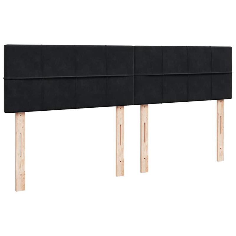 vidaXL fekete bársony rugós ágy matraccal 200x200 cm