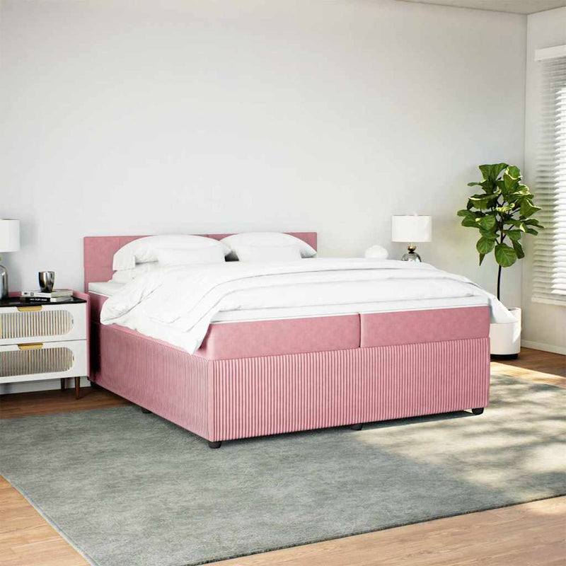 vidaXL rózsaszín bársony rugós ágy matraccal 200x200 cm
