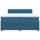 vidaXL kék bársony rugós ágy matraccal 200x200 cm