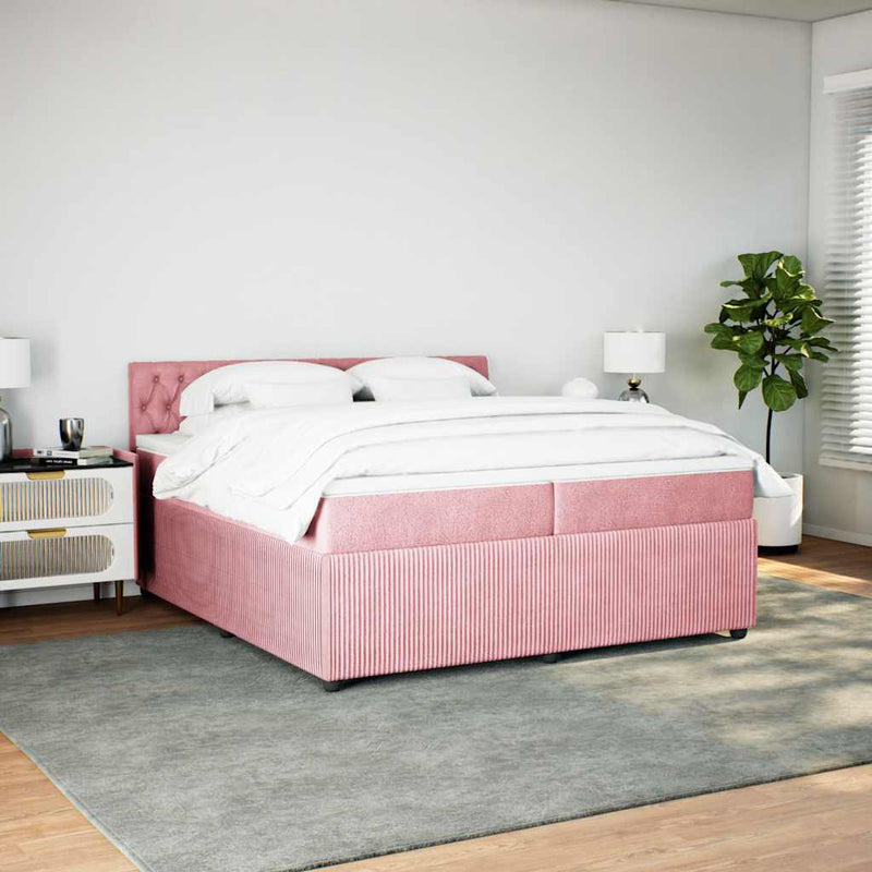 vidaXL rózsaszín bársony rugós ágy matraccal 200x200 cm