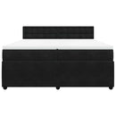 vidaXL fekete bársony rugós ágy matraccal 200x200 cm