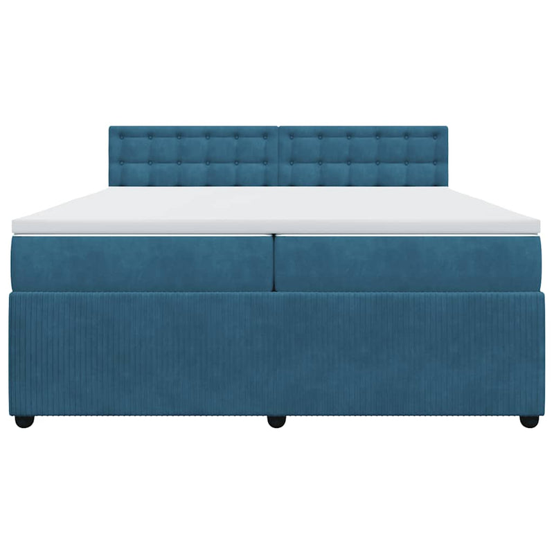 vidaXL kék bársony rugós ágy matraccal 200x200 cm