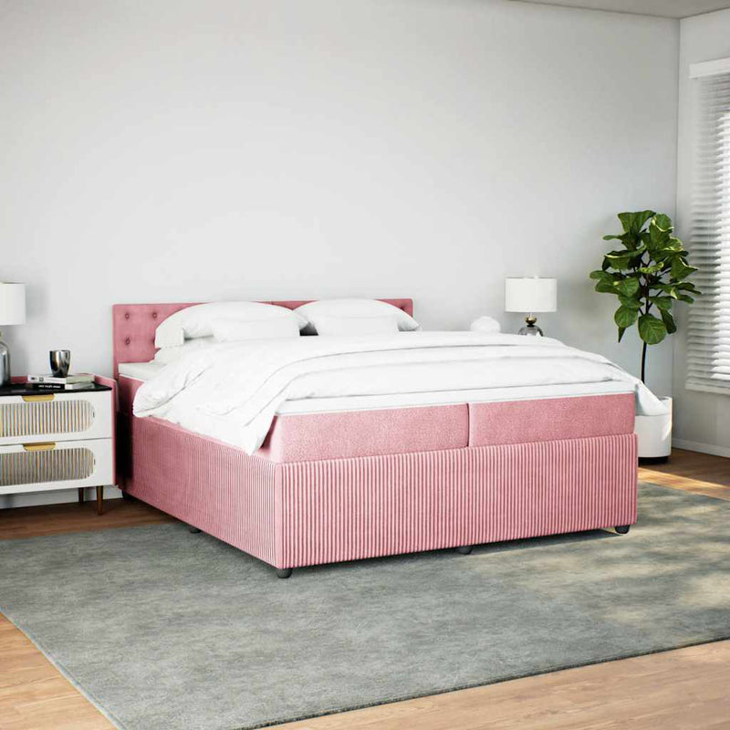 vidaXL rózsaszín bársony rugós ágy matraccal 200x200 cm