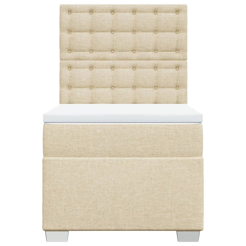 vidaXL krémszínű szövet rugós ágy matraccal 90 x 190 cm