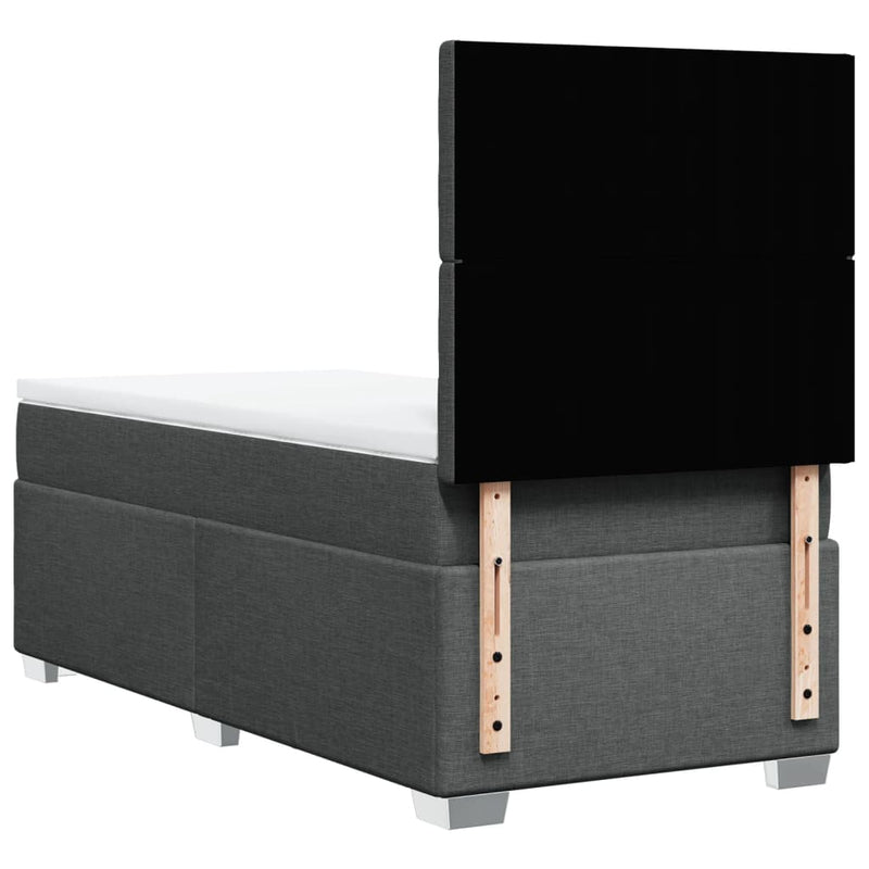 vidaXL sötétszürke szövet rugós ágy matraccal 100 x 200 cm