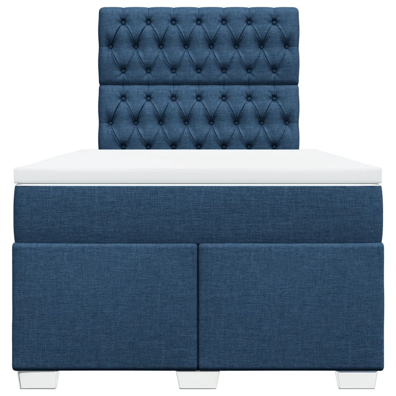 vidaXL kék szövet rugós ágy matraccal 120 x 190 cm