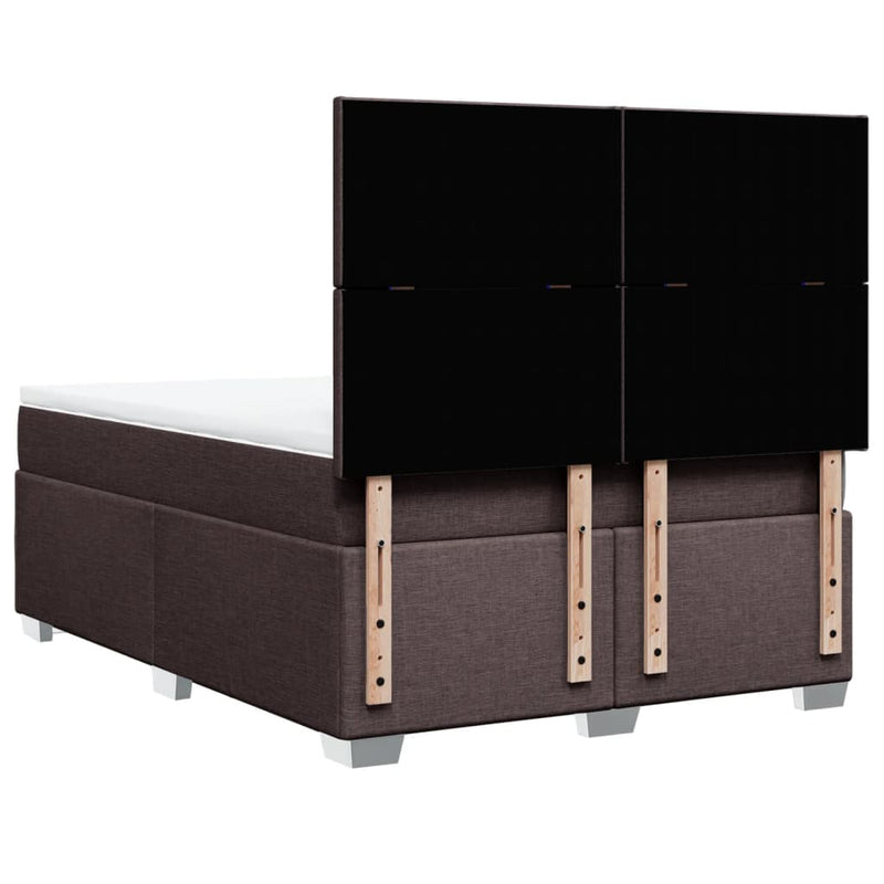 vidaXL sötétbarna szövet rugós ágy matraccal 140 x 200 cm