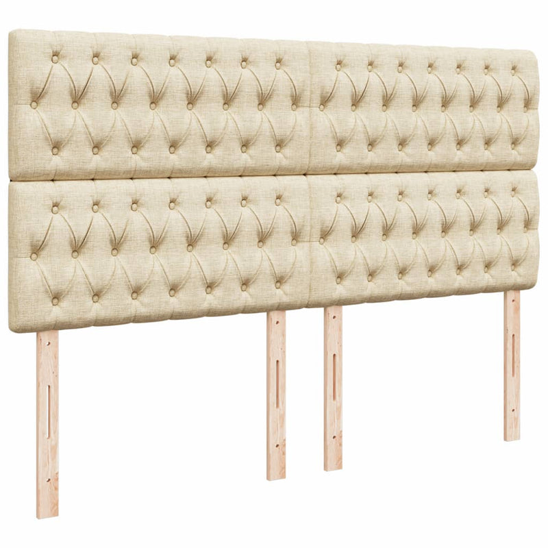 vidaXL krémszínű szövet rugós ágy matraccal 200 x 200 cm