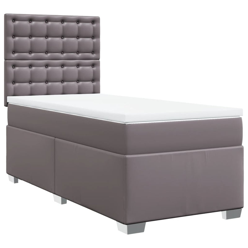 vidaXL szürke műbőr rugós ágy matraccal 100 x 200 cm