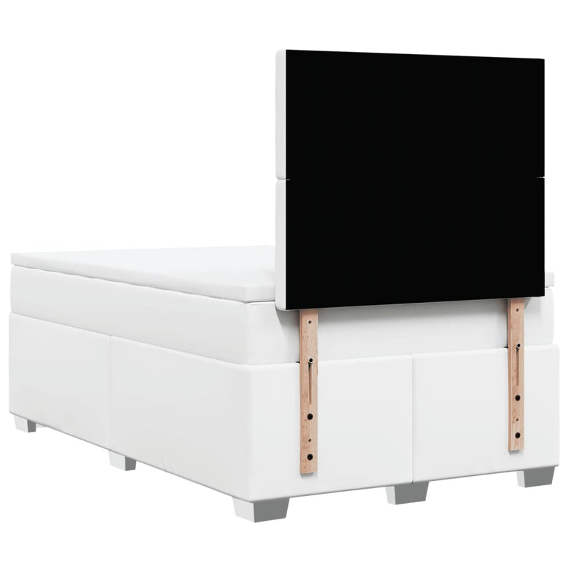 vidaXL fehér műbőr rugós ágy matraccal 120 x 200 cm