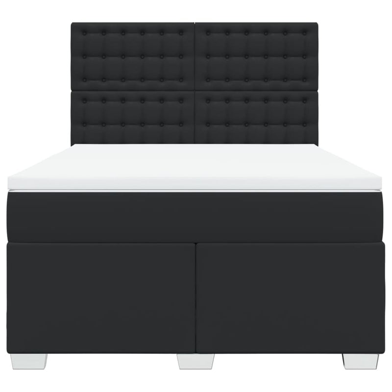 vidaXL fekete műbőr rugós ágy matraccal 140 x 190 cm