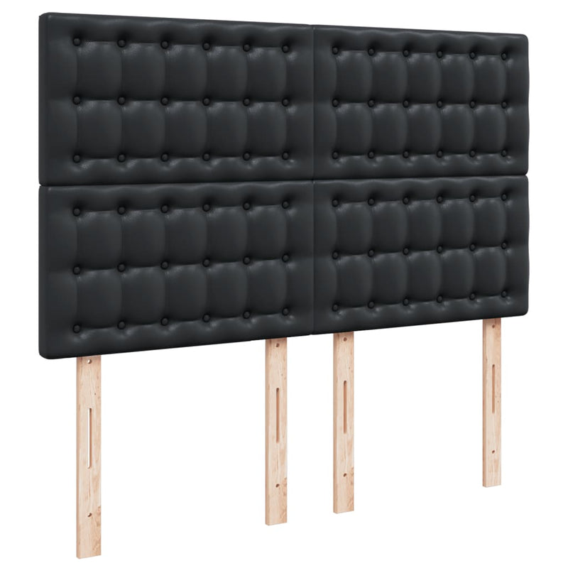 vidaXL fekete műbőr rugós ágy matraccal 140 x 190 cm