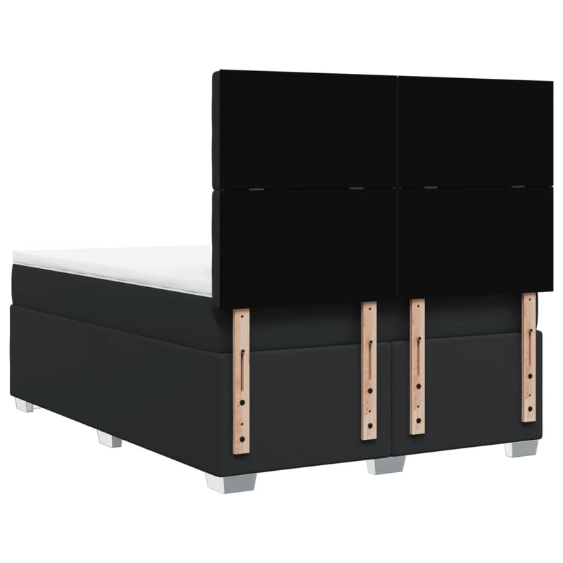 vidaXL fekete műbőr rugós ágy matraccal 140 x 190 cm
