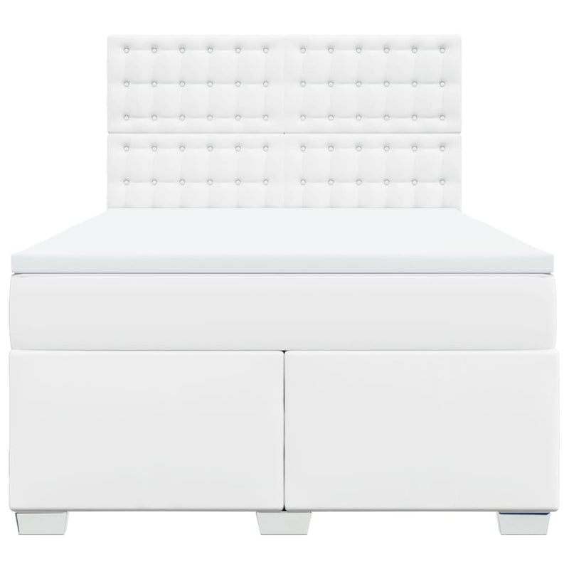 vidaXL fehér műbőr rugós ágy matraccal 160 x 200 cm