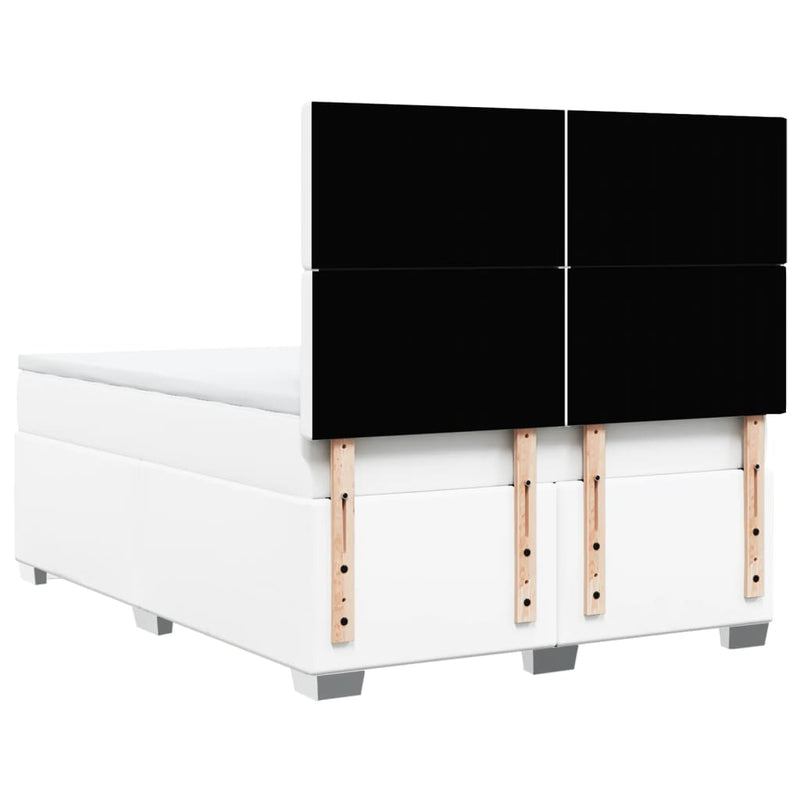 vidaXL fehér műbőr rugós ágy matraccal 160 x 200 cm